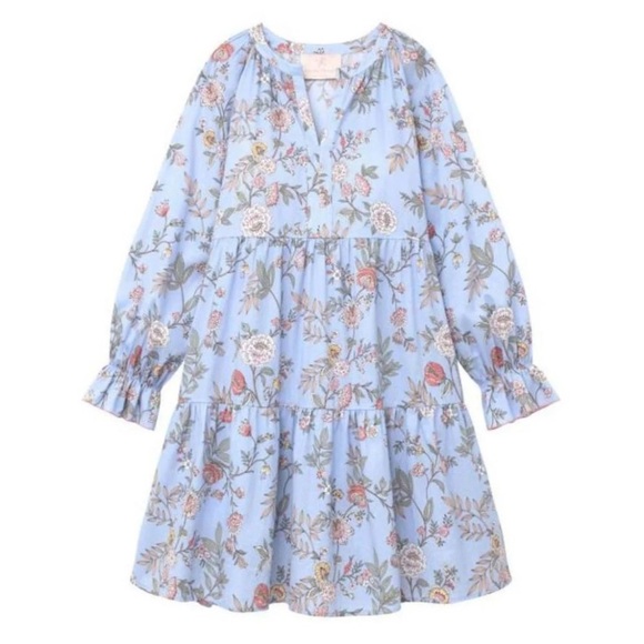 Gal Meets Glam collection Allie tiered floral print shift dress mist periwinkle - Picture 4 of 9